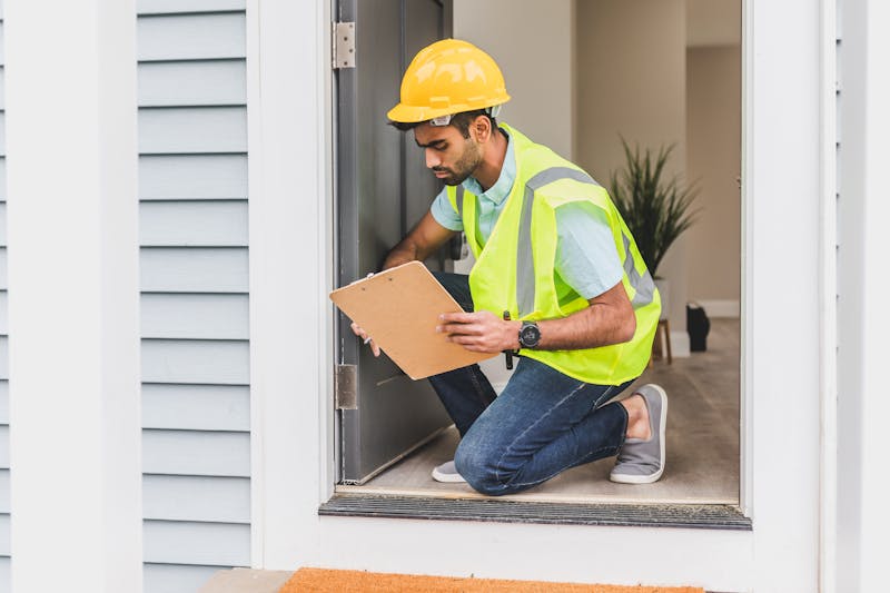 Technician on phone at job site